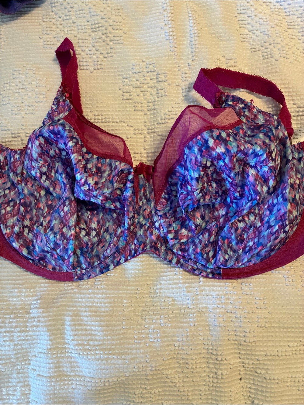 Goddess Magenta & Multicolor Mosaic Underwire Bra